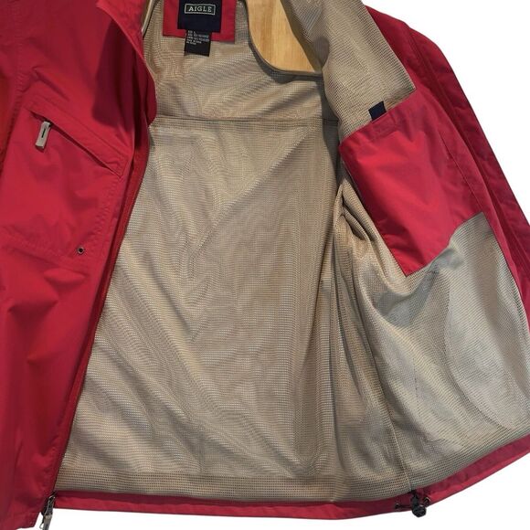 Aigle Men's Size L Red Windbreaker Jacket Full Zip Lined Hike Fish Sail *No Hood - Picture 7 of 16